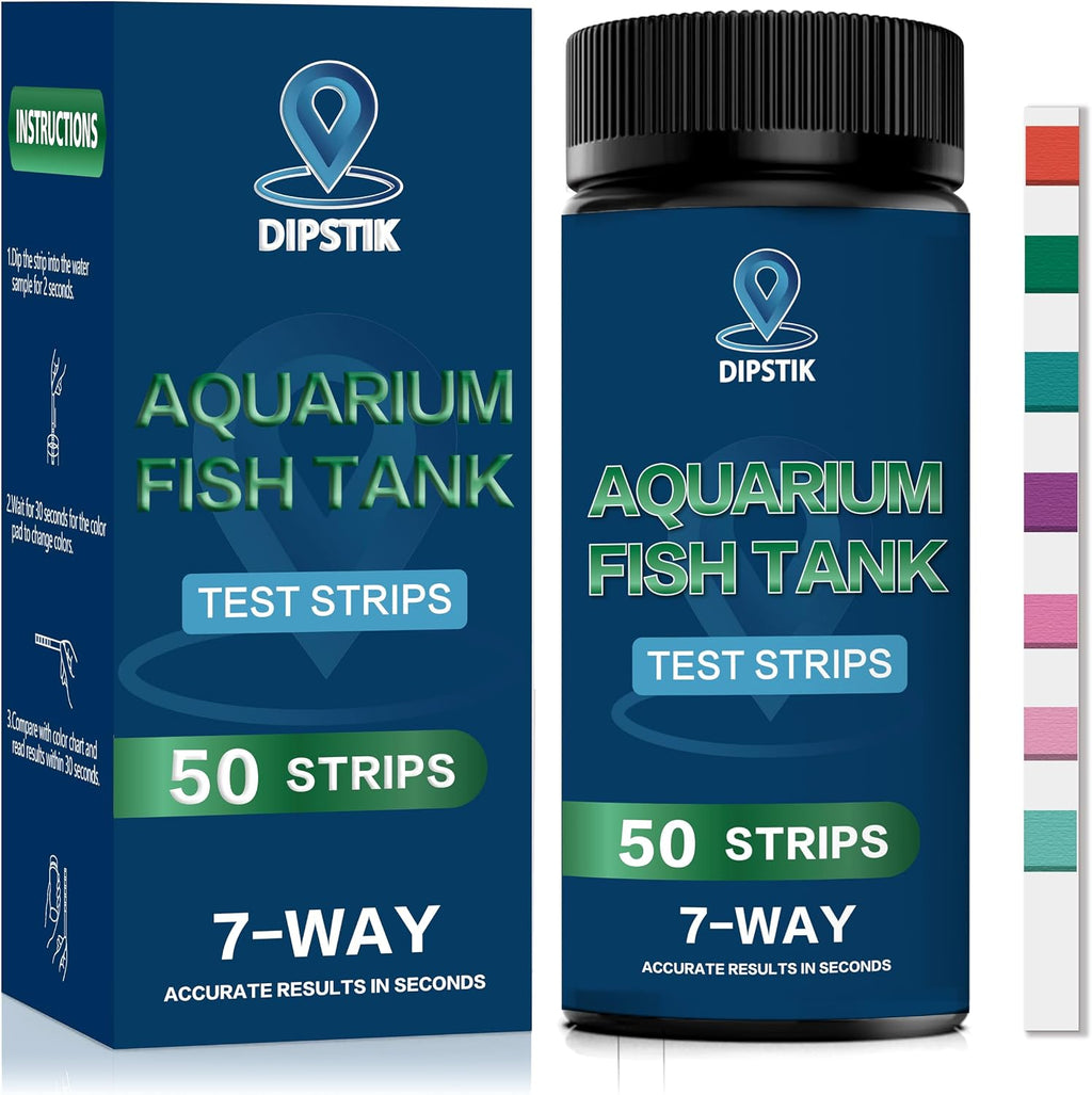 7-Way Aquarium Test Strips for Freshwater Saltwater (50 Strips)
