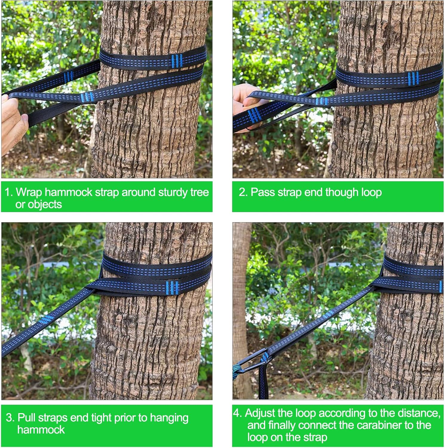 Hammock Straps – Camping Hammock Tree Straps Set | 20 ft Long Combined, 30+2 Loops, 2000 LBS Heavy Duty Strap for