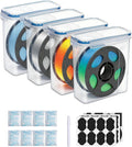 Filament Storage Box 4 Pack with Desiccants, Labels for 3D Printing | Silicone Sealed Storage Container Airtight