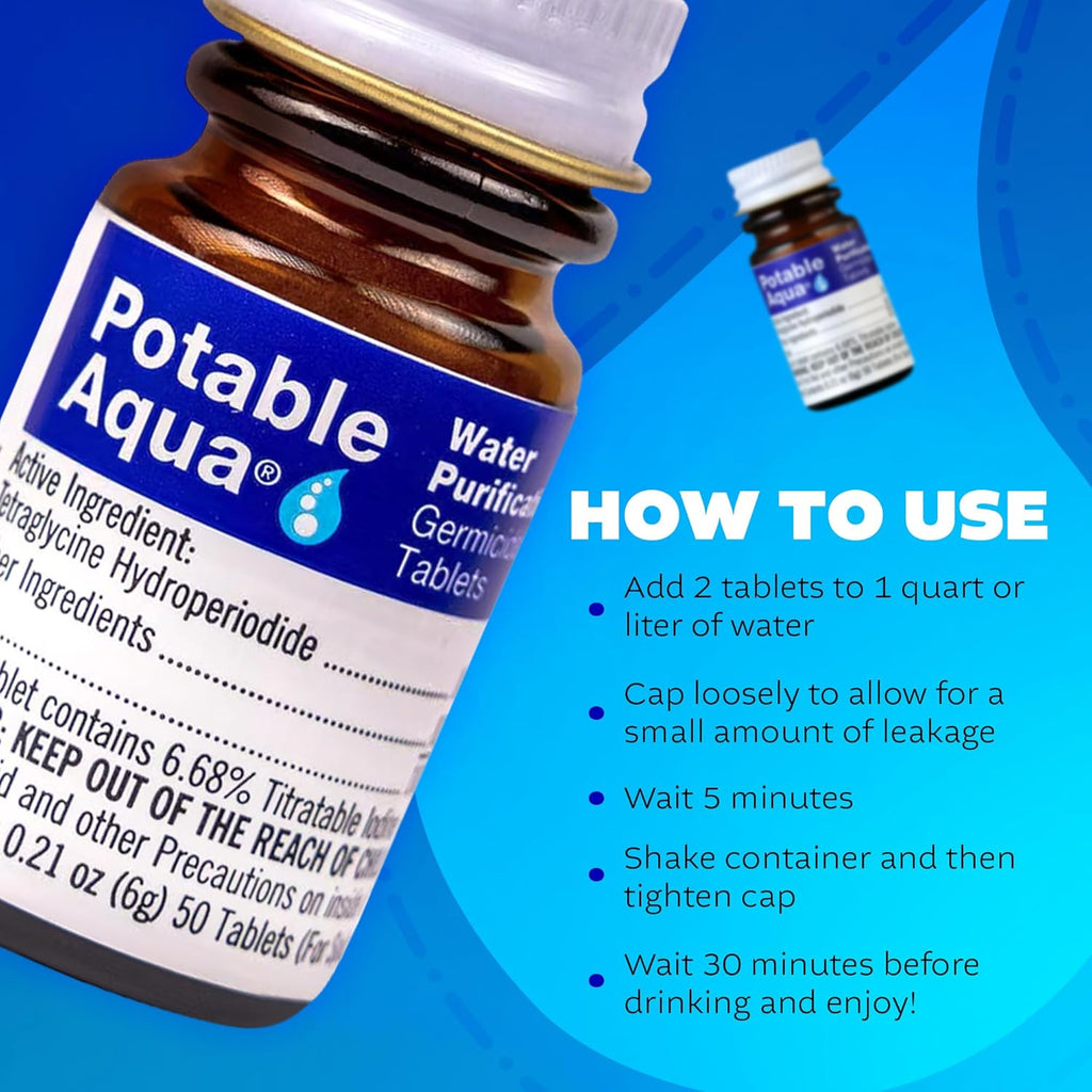 Water Purification Tablets, Portable and Effective Water Purification Solution for Camping, Hiking, Emergencies