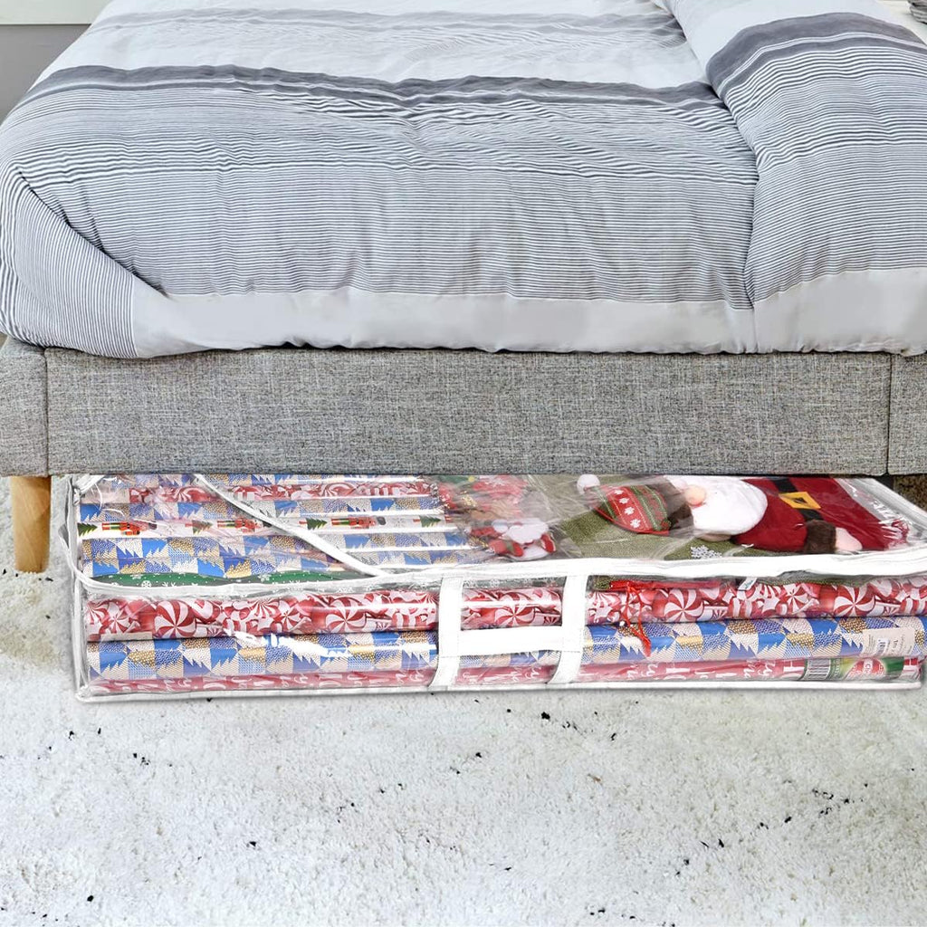 Wrapping Paper Storage Containers | Gift Wrap Organizer Under Bed 41”x14”x6” Fits 18-24 Rolls Fit Up to 40” Long Roll