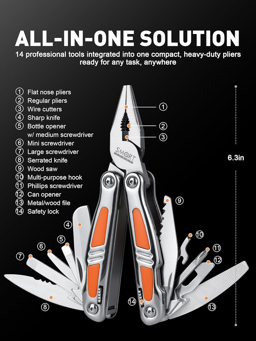 14-in-1 Multitool Pliers, Premium Gift Box Packaging, Ideal Gift for Dad | Small Pocket Knife Multitool, Mini Utility