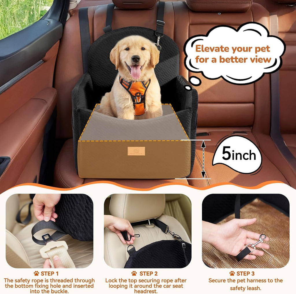 Dog Car Seat for Medium/Small Dogs, Dog Booster Car Seat, Pet Booster Seats Up to 40lbs with Waterproof Layer, 3