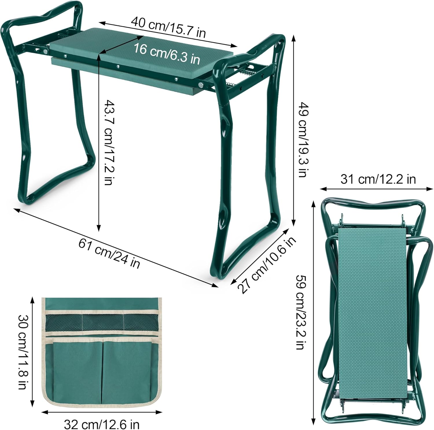 Garden Kneeler and Seat, Garden Bench for Kneeling and Sitting, Garden Stool and Kneeler with A Tool Pocket, Eva Soft