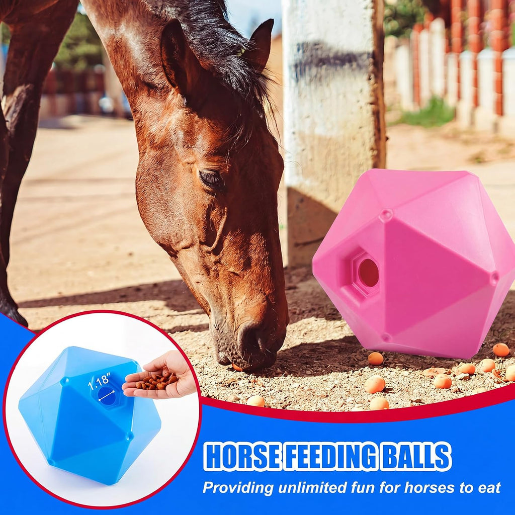 2 Pack Horse Treat Ball, 9" Feeder Toy for Horses, Pink Blue