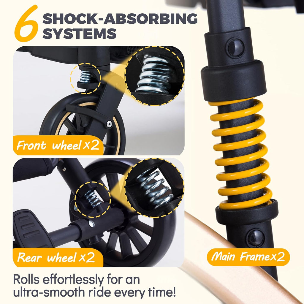Pet Stroller for Small Dogs Cats, 6 Shock Absorption System