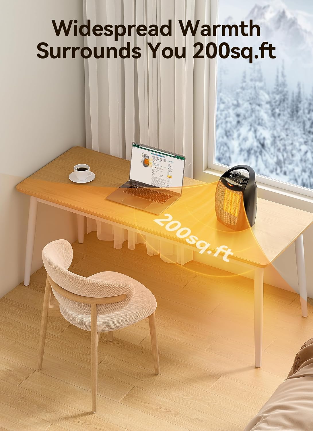 Portable Electric Space Heaters for Indoor Use | 1500W/750W Ceramic Desk Heater with Thermostat, Heat Up 200 Square