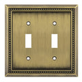 Sunken Pearls Heavy-Duty 2 Toggle Light Switch Plate, Antique Brass, 1 Pack