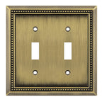 Sunken Pearls Heavy-Duty 2 Toggle Light Switch Plate, Antique Brass, 1 Pack