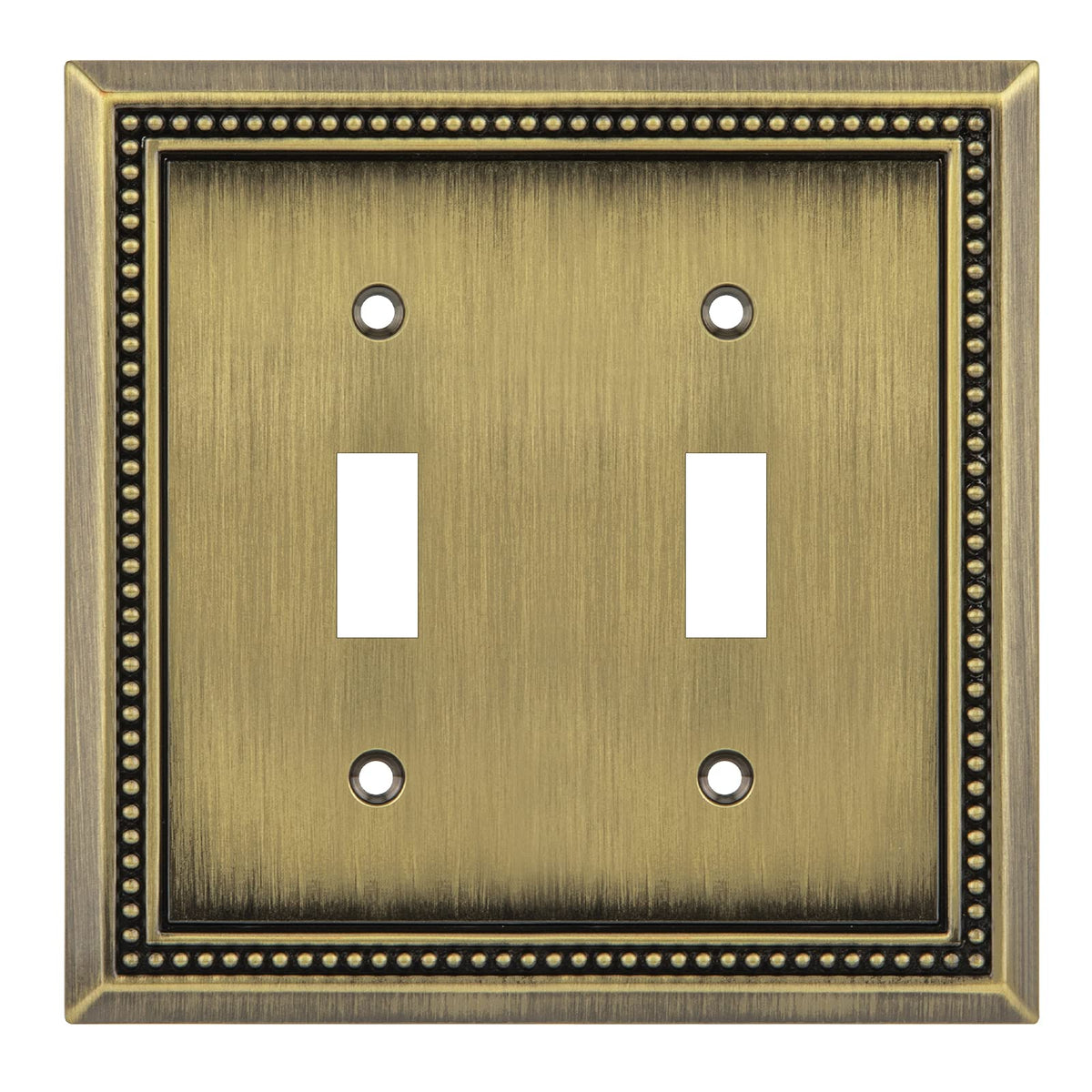 Sunken Pearls Heavy-Duty 2 Toggle Light Switch Plate, Antique Brass, 1 Pack