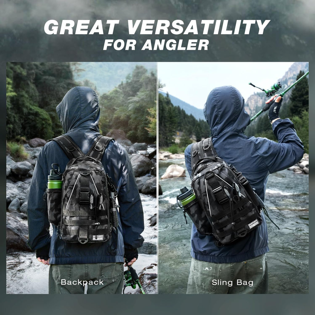 Fishing Tackle Backpack with Tackle Boxes Rod Holder Fishing Bag | Waterproof Fishing Tackle Bag with Lip Gripper