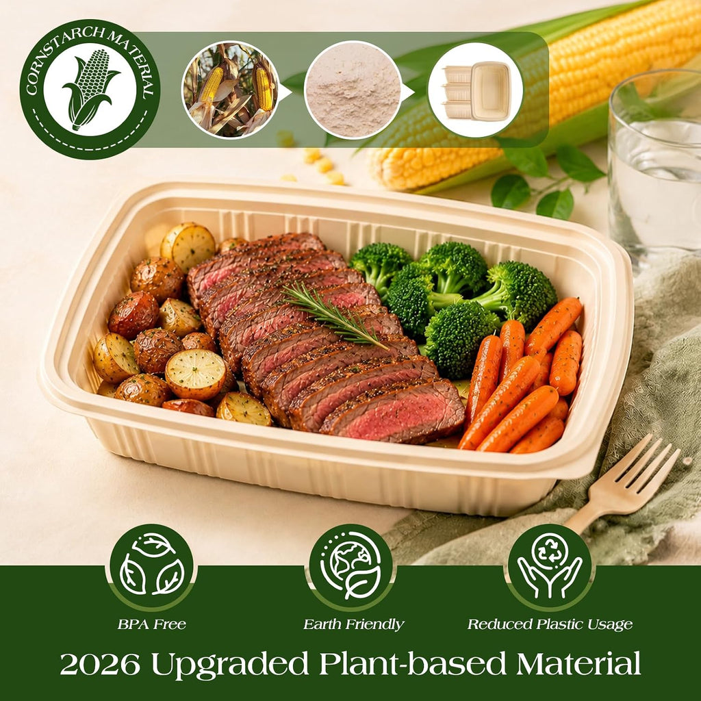 Glotoch 50 Pack (100-Piece) 32oz Meal Prep Containers with Lids Resuable
