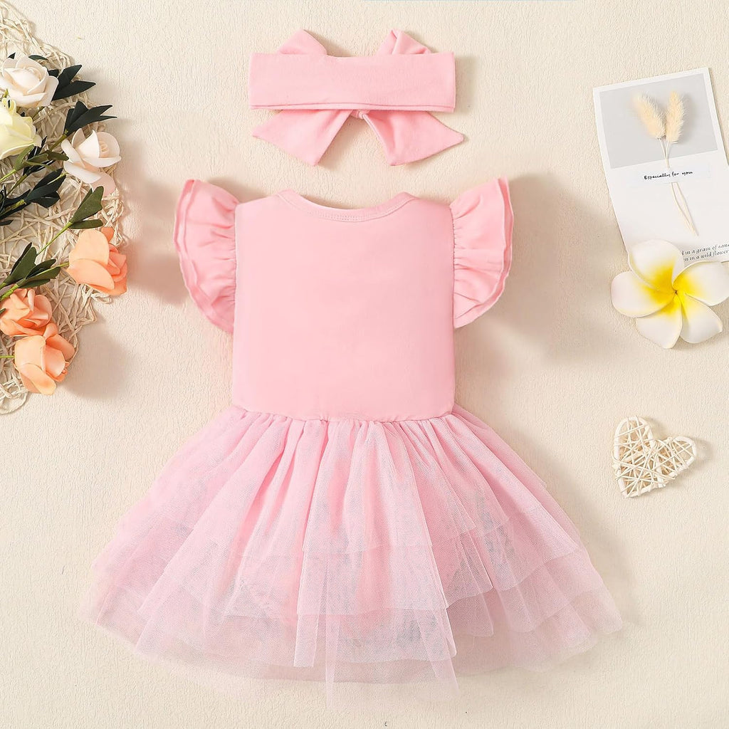 Baby Girls Tulle Romper Ruffle Sleeveless Tutu Dress 0-18M