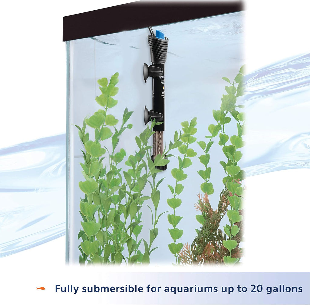 Submersible Aquarium Heater, 50 Watts, Up to 20 Gallons | 50 watt aquarium heater for freshwater and saltwater tanks
