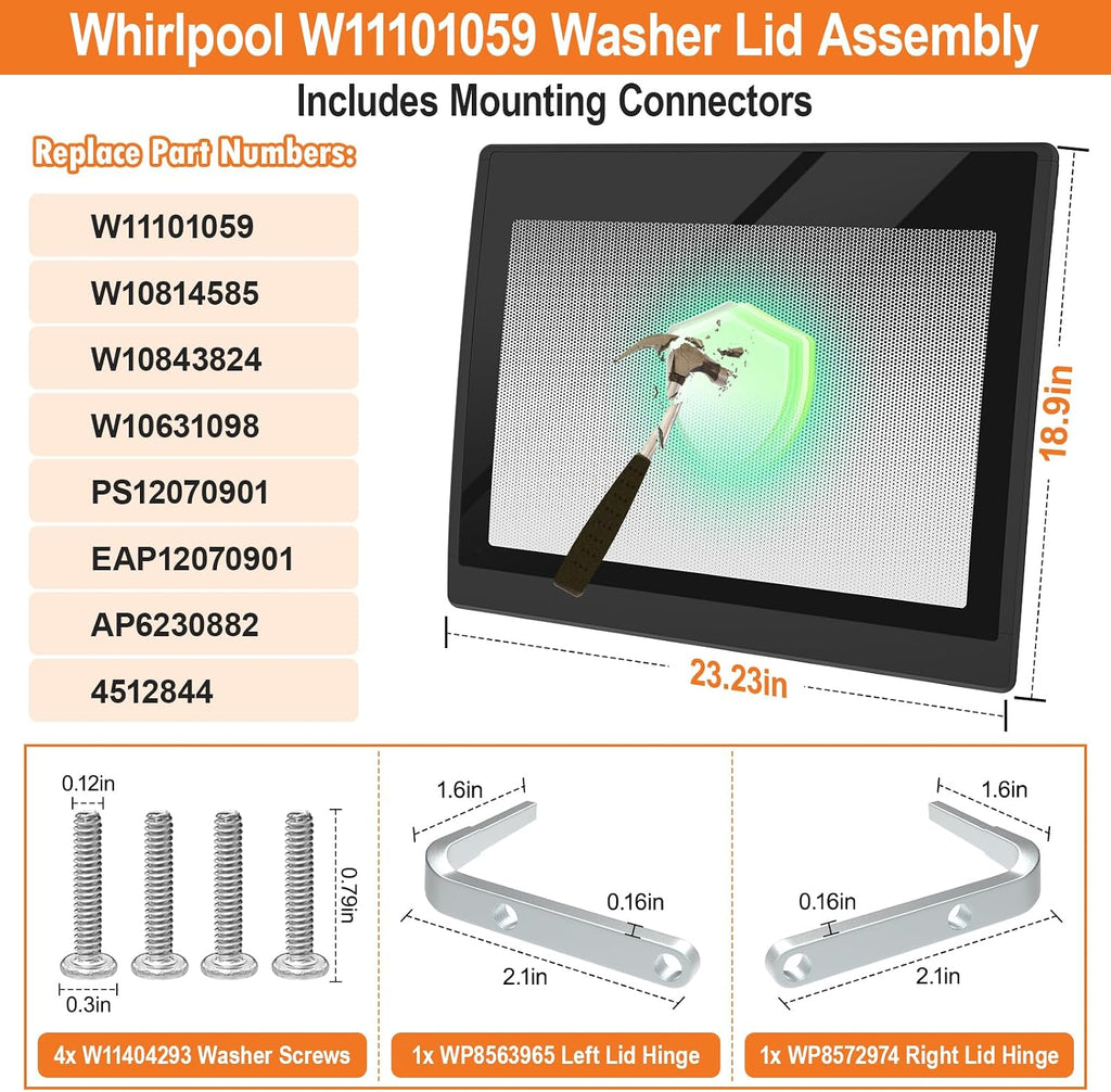 Cabrio Washer Lid W11101059 WTW8040DW4 Lid For Whirlpool Cabrio Washer Part