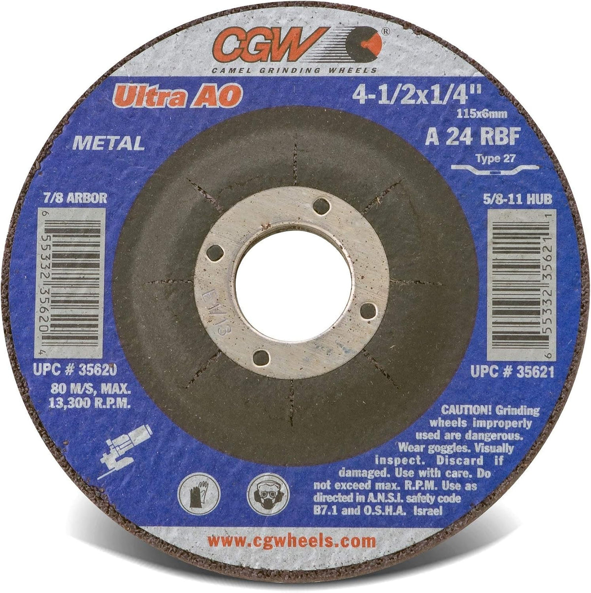 CGW 35620 Grinding Wheel 4-1/2x1/4x7/8 25-Pack
