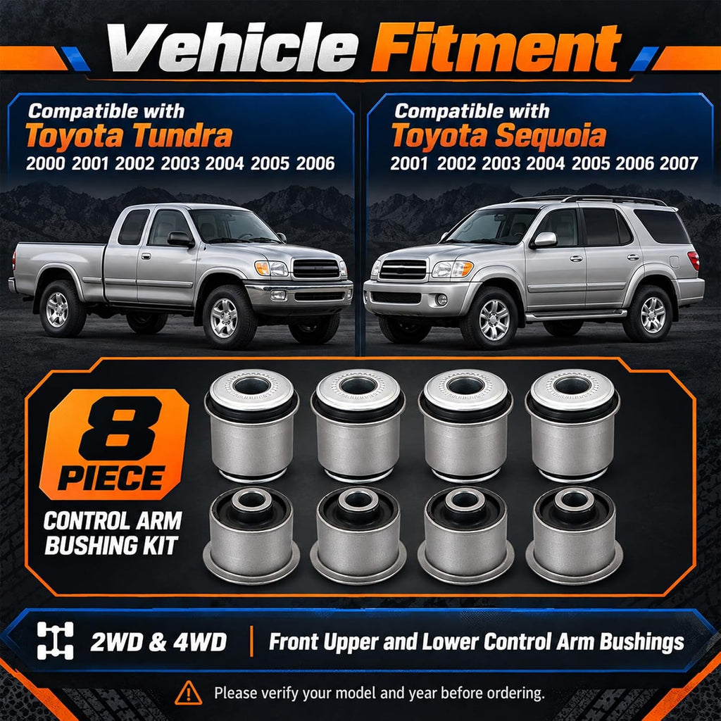 FZJDSD 8Pcs Front Control Arm Bushing for Toyota Tundra Sequoia 2000-2007