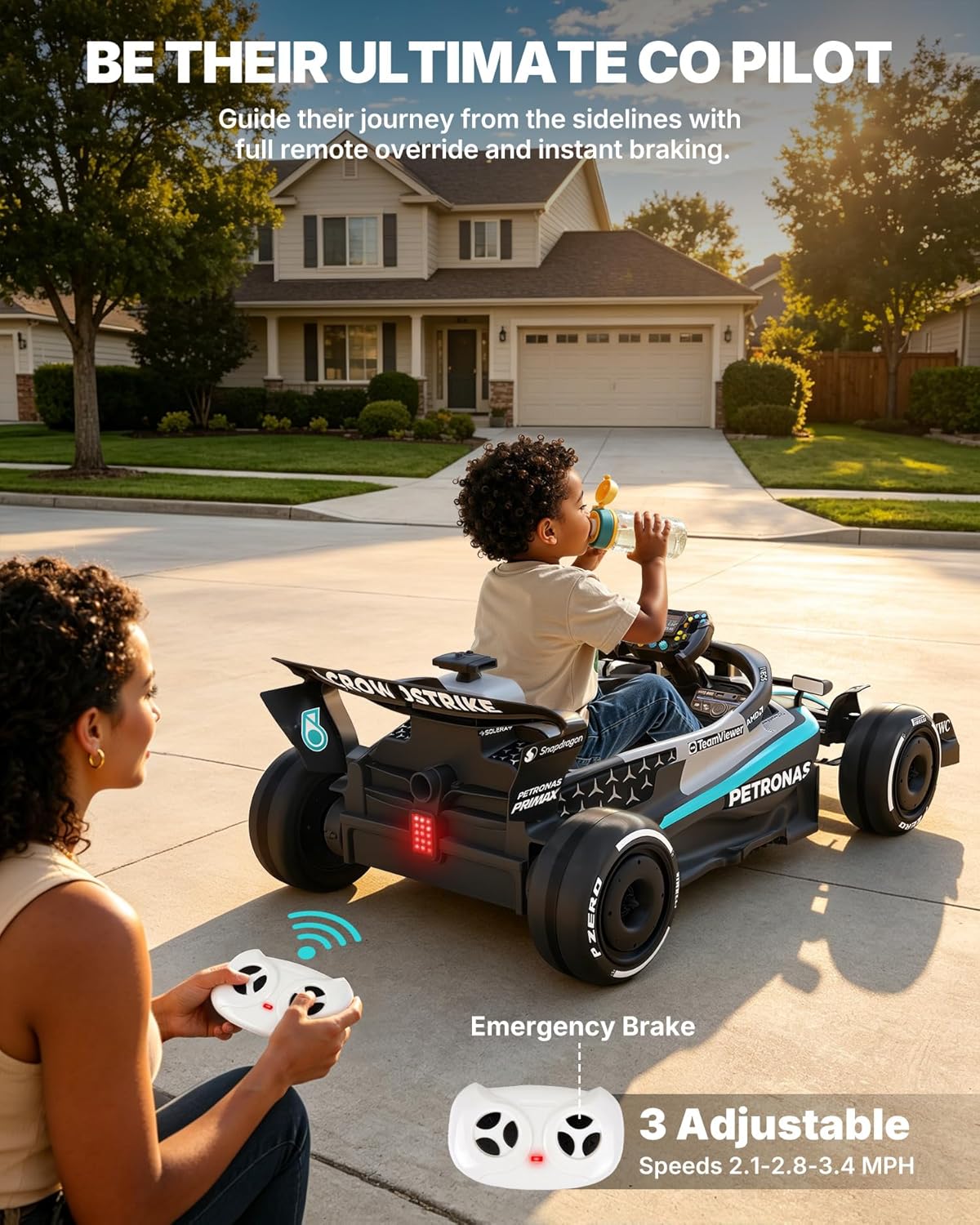 12V Licensed Mercedes-AMG F1 W16 Ride on Car, Ride on Toys with Remote Control, 70W Power Output, LED Lights & Music
