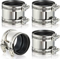Hicarer 4 Pcs No Hub Couplings Shielded Flexible Pipe Coupling, 2 Inch