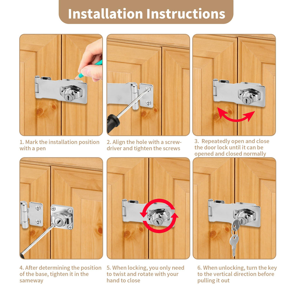 4 Packs 4 Inch Silver Keyed Hasp Locks, Heavy Duty