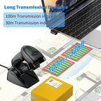 QR Industrial Bluetooth Barcode Scanner with Wireless Charging Stand, Wireless 2D 1D Bar Code Scanner Drop Protection
