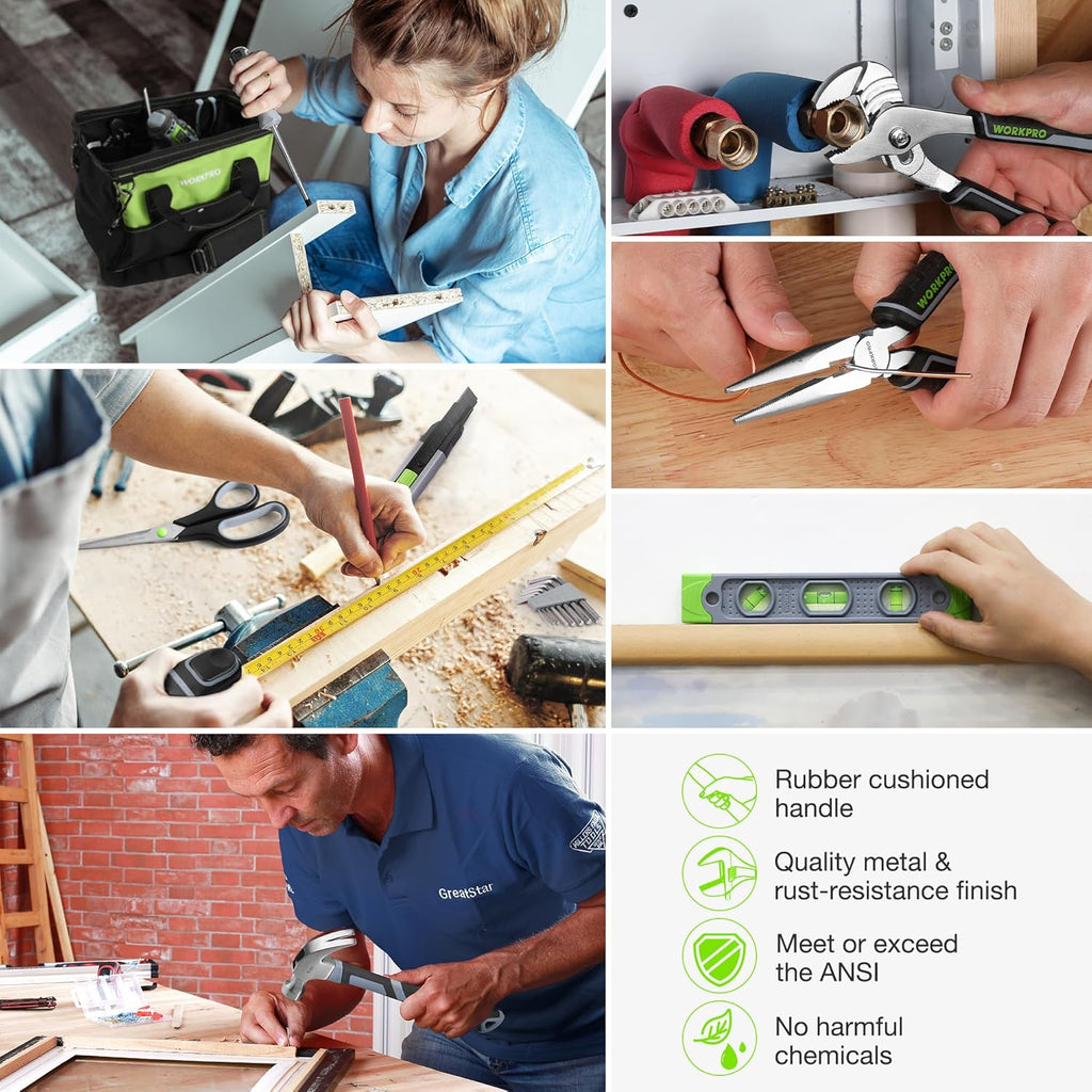 Home Tool Set with 20V Cordless Lithium-Ion Drill Driver, Household Repairing Tool Kit with Drill, 157PCS Power Drill