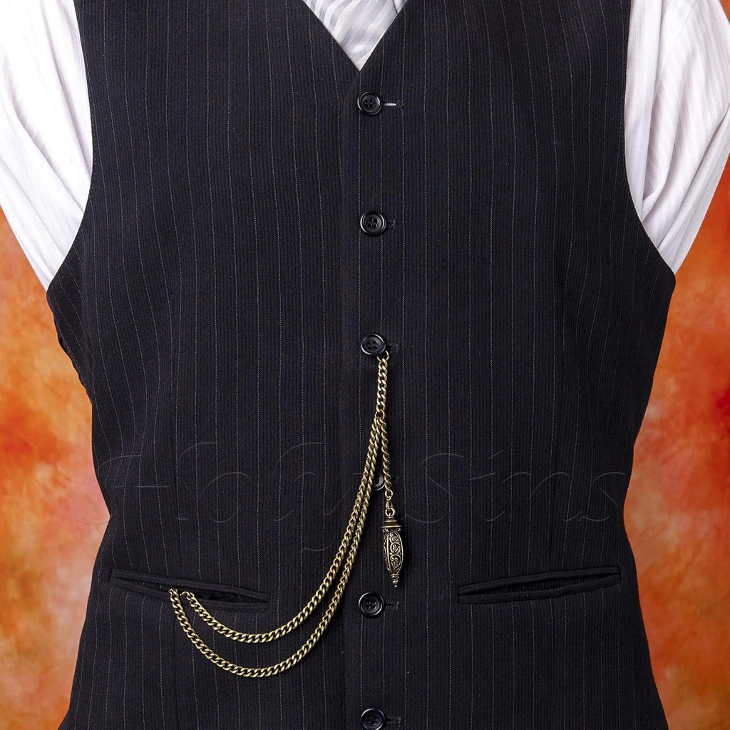 Handmade in the UK Bronze Colour Single Albert Pocket Watch Chain with Hollow Pendant, Bronze, 12"