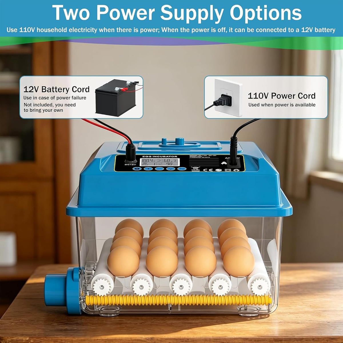16 Eggs Incubators for Hatching Eggs, Egg Incubator with Automatic Egg Turning, Chicken Egg Incubator with Humidity