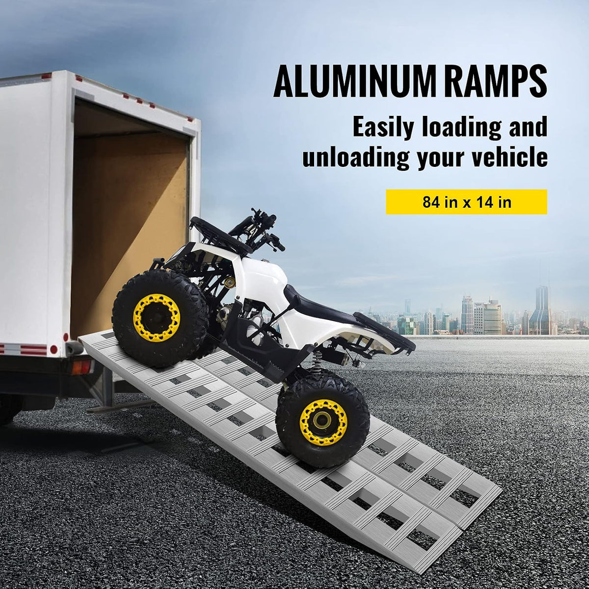 84x14 Inch Aluminum Ramps 6000LBS Capacity Car Trailer Truck ATV Ramps 1 Pair 2 Ramps