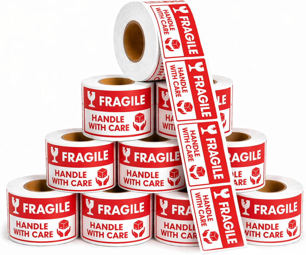 2" X 3" Fragile Stickers for Shipping (5000 Labels, 10 Rolls)
