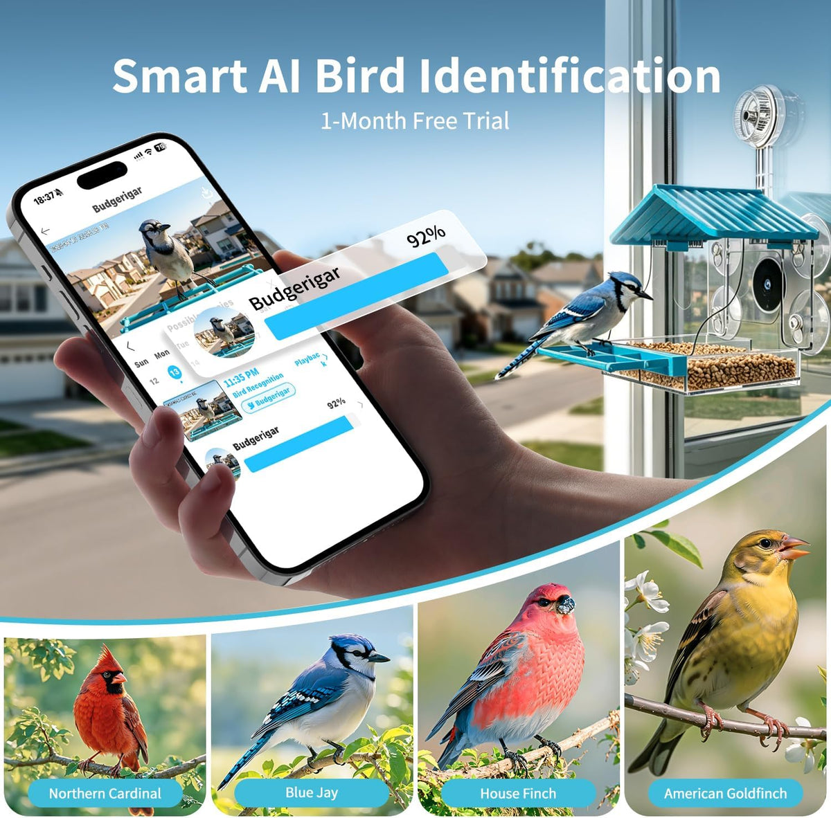 2026 Upgraded Window Bird Feeder with Camera, 2K UHD Window Bird Feeders for Outdoors with Strong Suction Cups, 2.4G