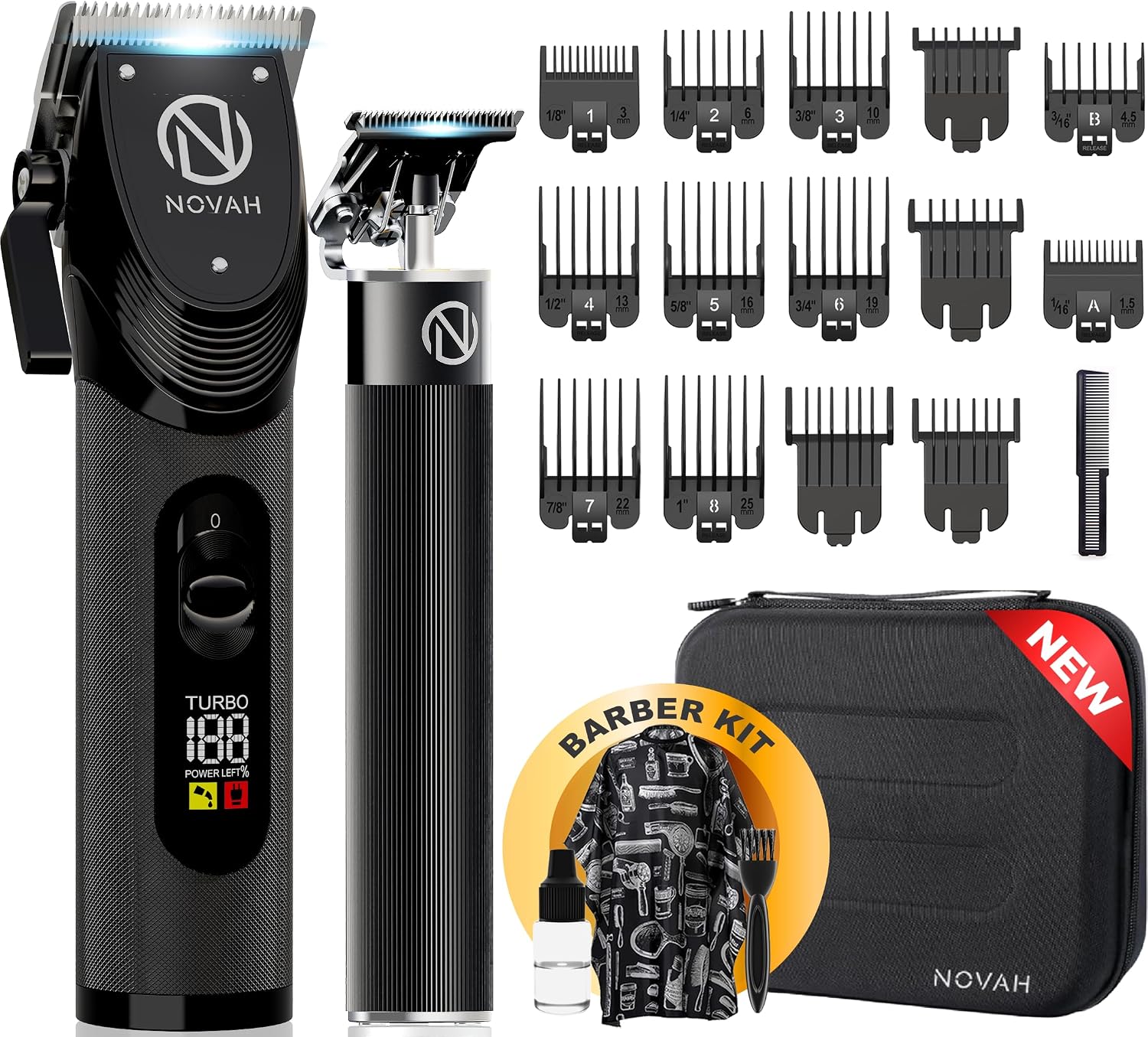 Novah Professional Hair Clippers for Men, Professional Barber Clippers and Trimmer Set, Mens Cordless Clipper, Fade