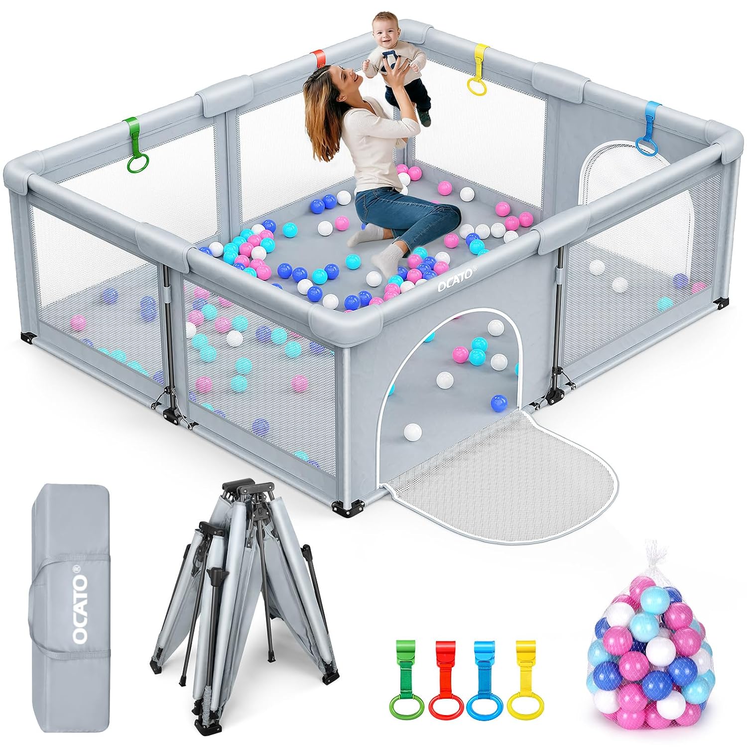 Baby Playpen Foldable Large Playpen for Babies and Toddlers 71×59 | Baby Play Pen Portable Playpen Fence Kids Safety