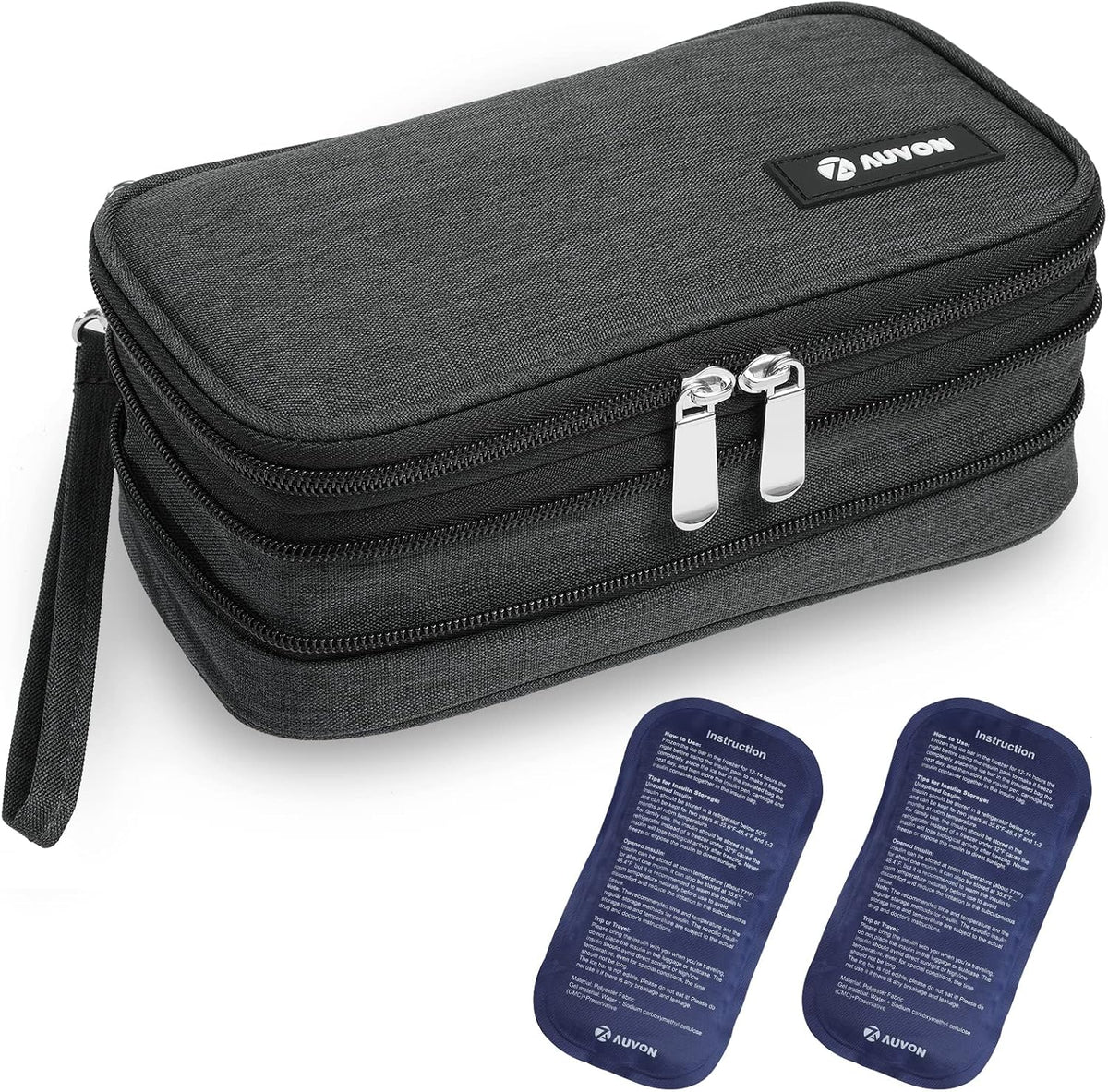 Expandable Insulin Cooler Travel Case, +40% Space, 2x180g Ice Packs