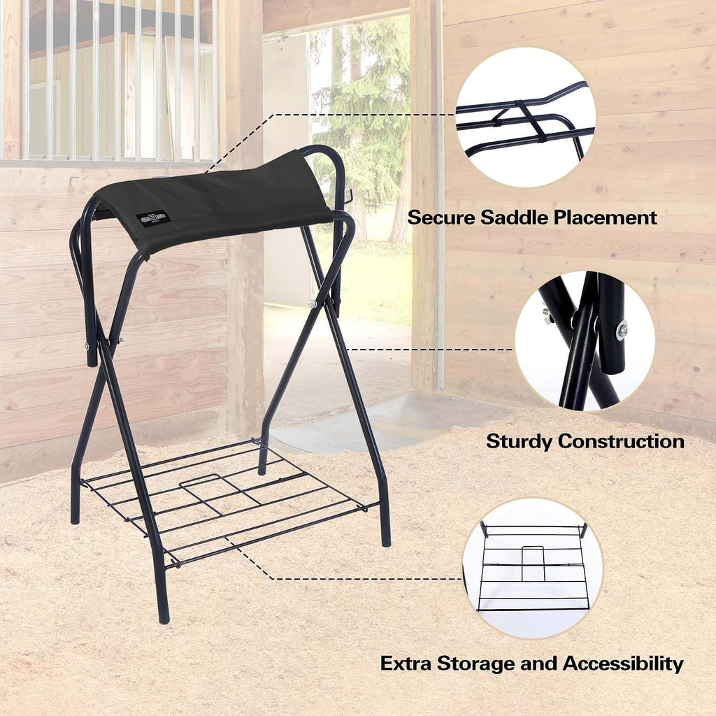 Freestanding Horse Saddle Rack, w/Supportive Fabric