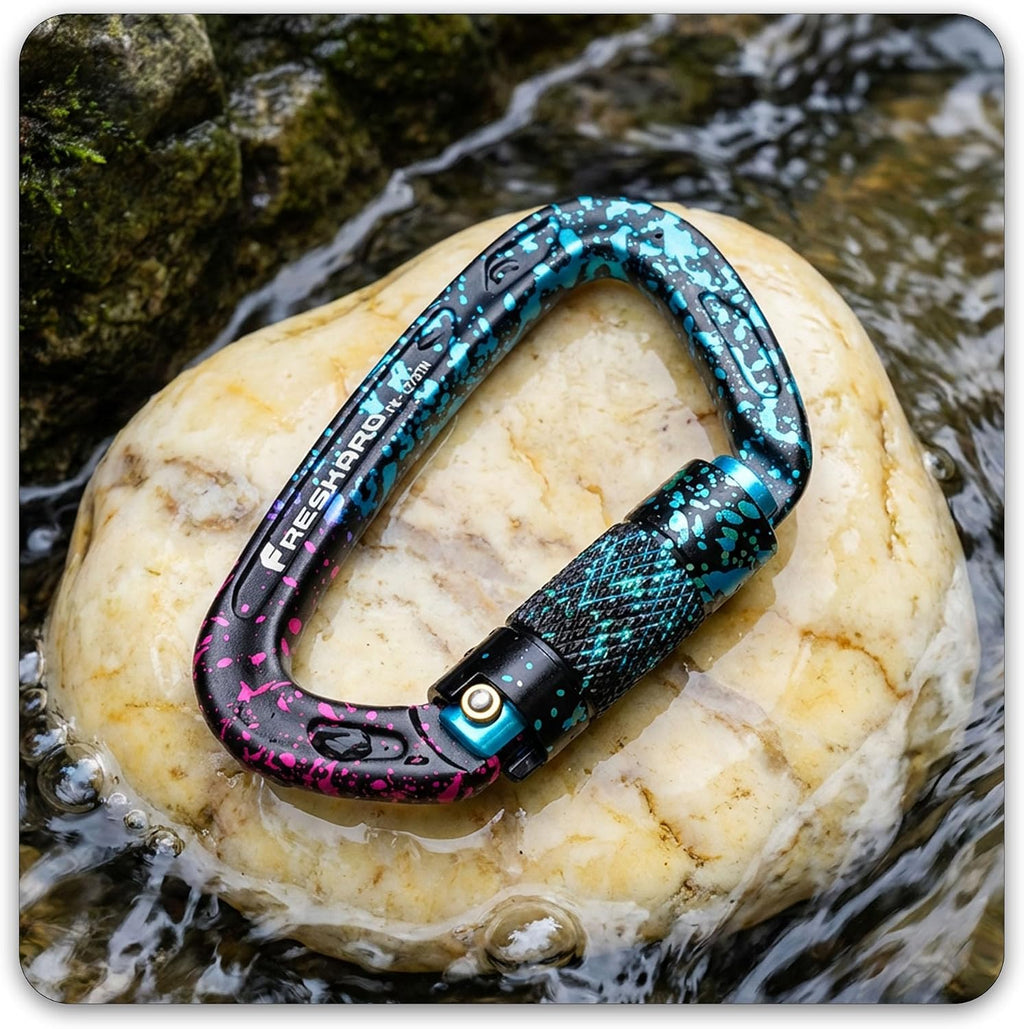 UIAA Certified 25KN Auto Locking Climbing Carabiner Clips, Twist Lock, and Heavy Duty Carabiners for Rock Climbing