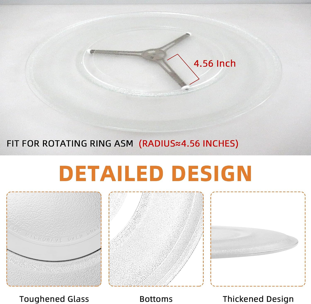 16 inch Microwave Glass Plate Replacement for GE Microwave Oven, Microwave Glass Turntable 16 inch Replace WB49X10189 WB27X43590 Microwave Plate by Fetechmate - Borosilicate Heat Resistant Glass