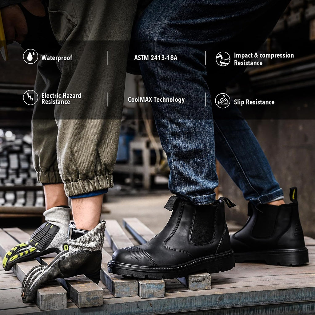 Men's 6" Steel Toe Work Boots - Heavy Duty, Comfortable, and Durable with Superior Oil/Slip Heat Resistant Outsole