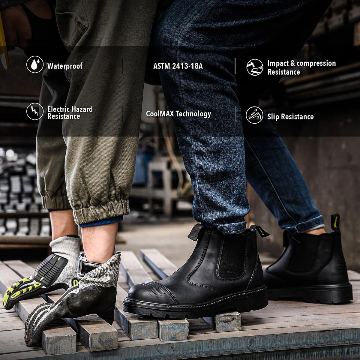 Men's 6" Steel Toe Work Boots - Heavy Duty, Comfortable, and Durable with Superior Oil/Slip Heat Resistant Outsole
