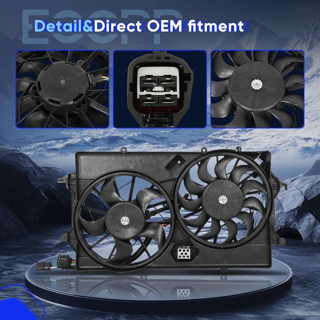 ECCPP 620-135 Engine Dual Radiator Fan fit for Ford Focus 2005-2007
