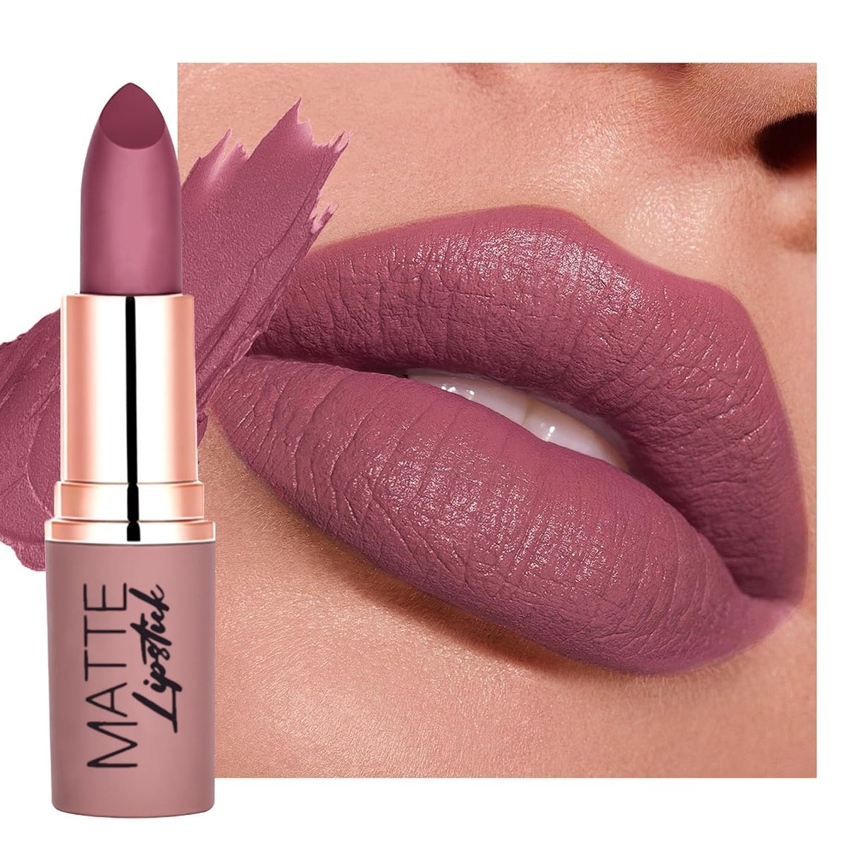 Matte Velvet Lipstick Long Lasting, Mauve Cream Smooth Lipstick for Women