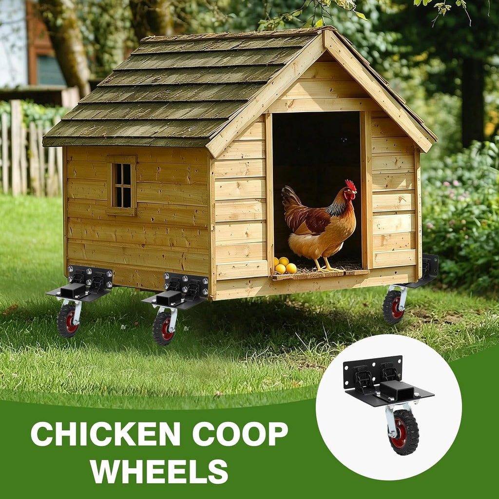Chicken Tractor Wheels Kit with Lift System, Outdoor Heavy Duty Foldable Swivel Casters Wheels Set of 4, 700 lb Load