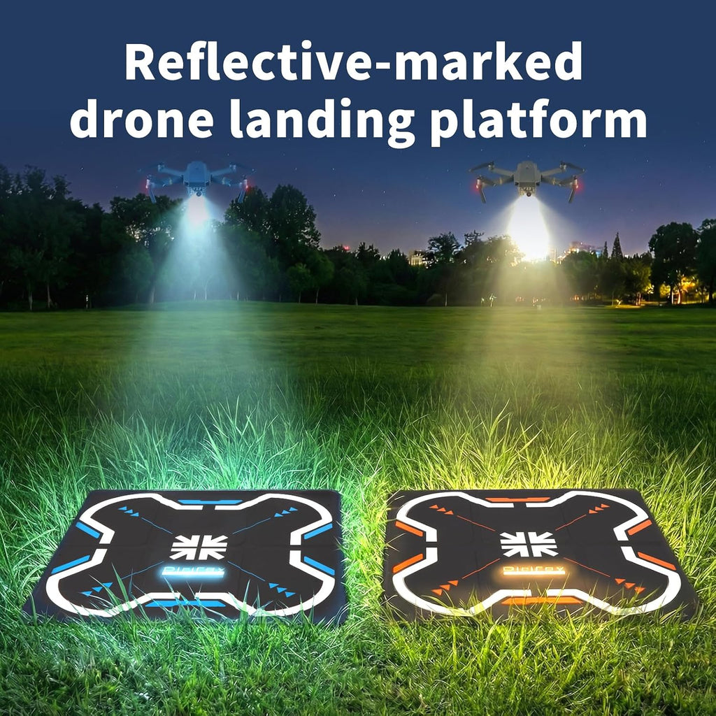Drone Landing Pad 17" Foldable | High Visibility Weighted Non-Slip Waterproof Double Sided Drone Pad with Portable