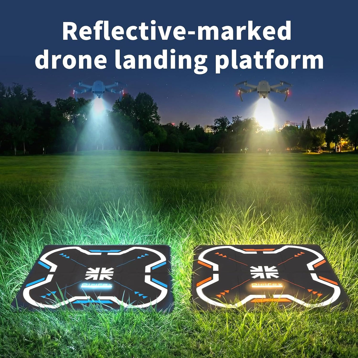 Drone Landing Pad 17" Foldable | High Visibility Weighted Non-Slip Waterproof Double Sided Drone Pad with Portable