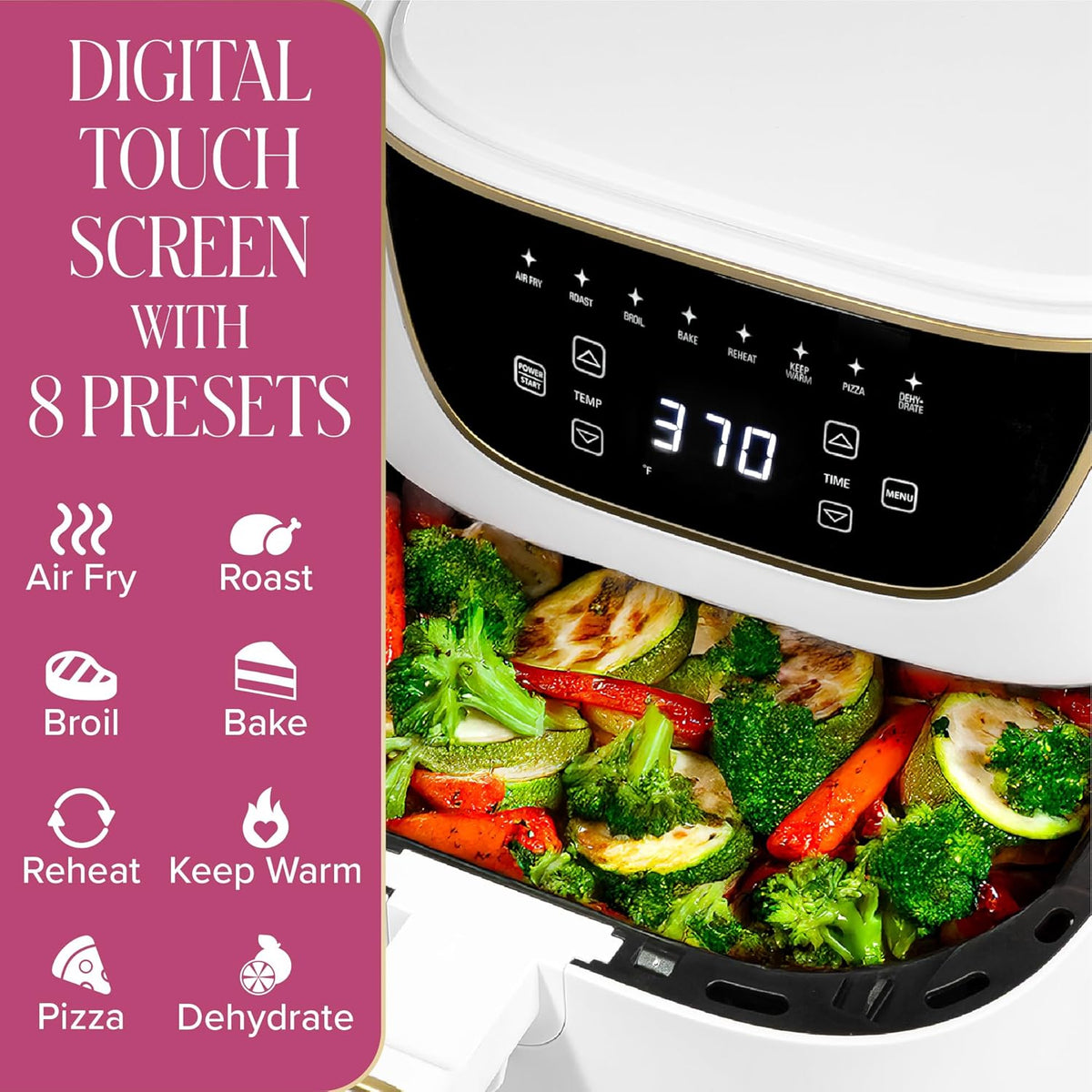 6-Quart Air Fryer, Nonstick Basket Made Without PFAS, Touchscreen, 8-in-1 (Fry, Roast, Broil, Bake, Reheat, Keep