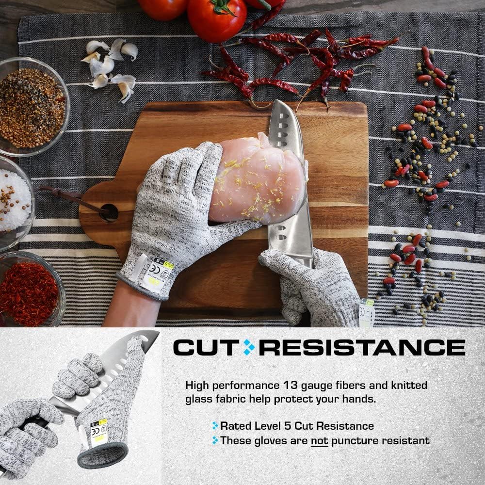 Cut Resistant Gloves, Level 5 HPPE, Steel/Silver, XL
