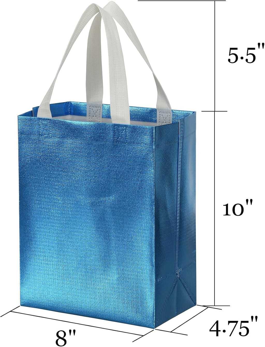 40 Pack Reusable Gift Bags with Handle, 10 x 8 x 4 Inch, Light Blue