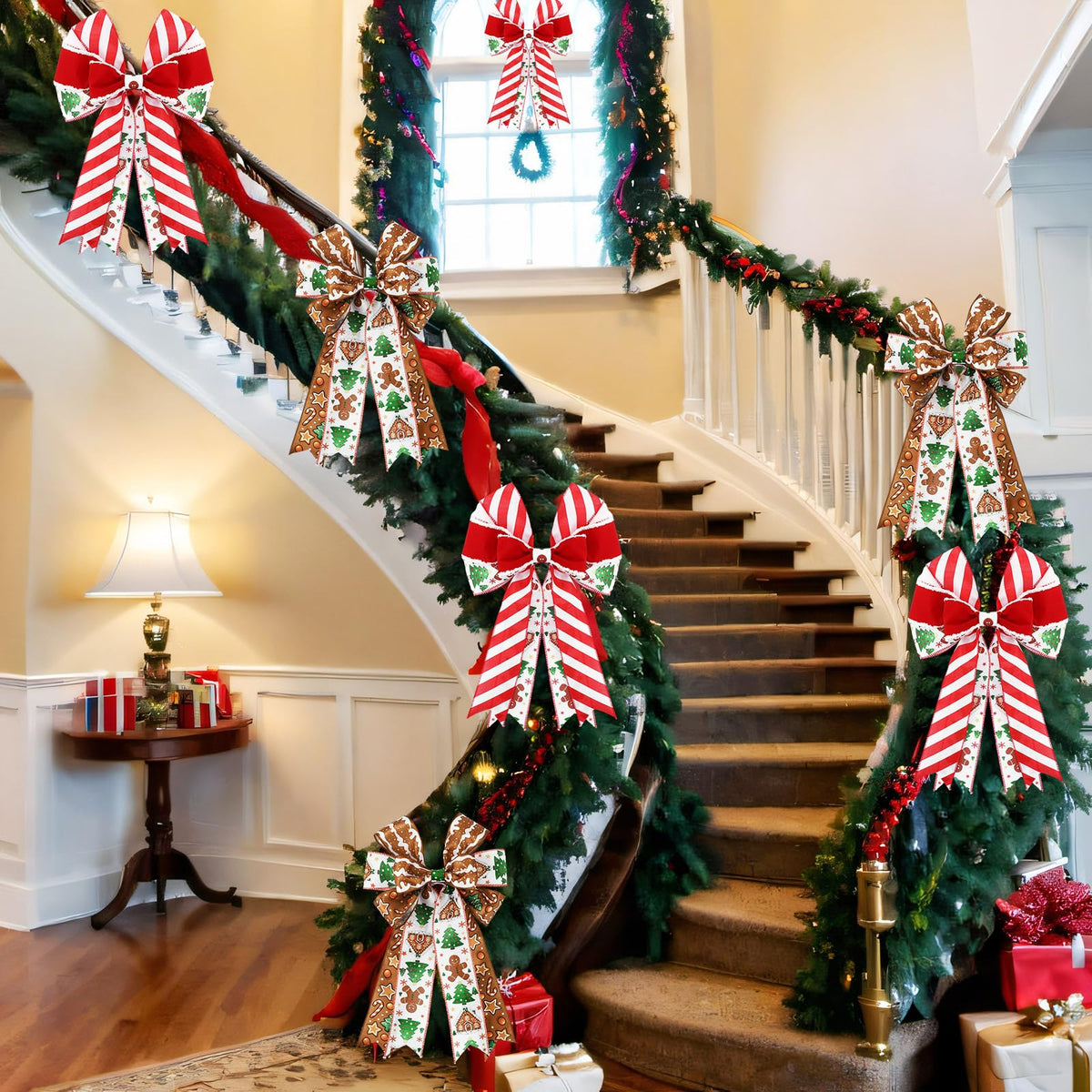 5 Christmas Wired Ribbon 2.5" 30Yard Gingerbread for Xmas Tree DIY