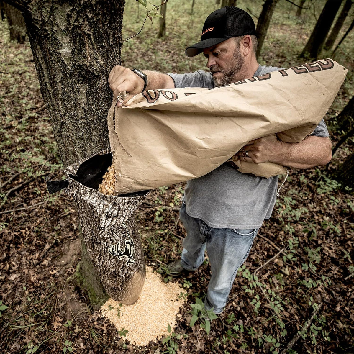 Treehugger 100 lb Trubark HD Camo Gravity Bag Feeder Durable Lightweight Weatherproof Game Feeder for Hunting