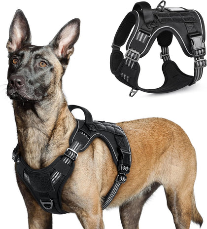 Tactical Dog Harness for Large Dogs, No Pull Military Service Vest with Handle & Molle, Easy Control for Training